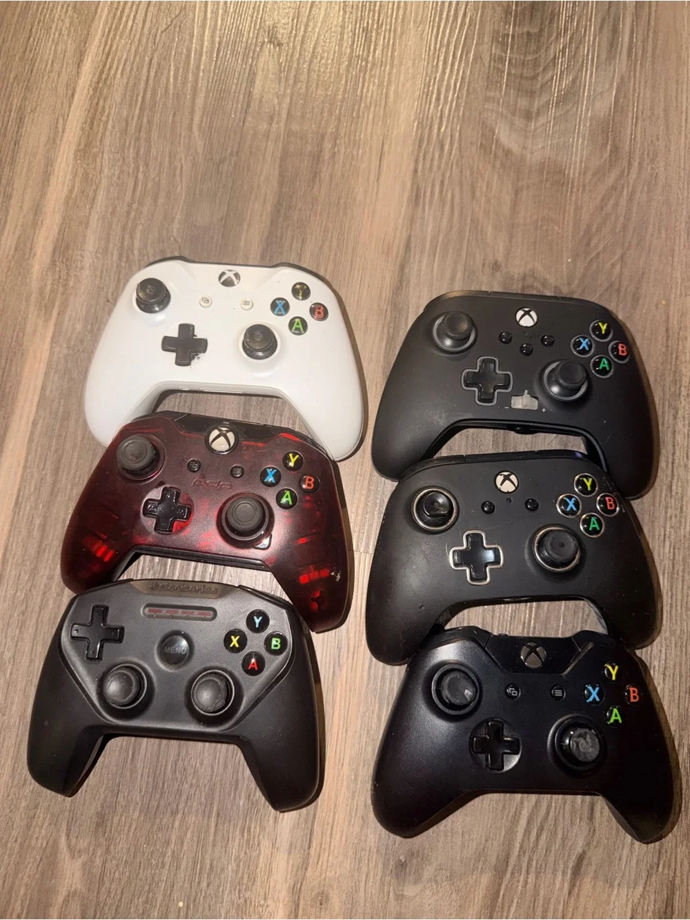 Lot of 6 Xbox Controllers Microsoft PowerA PDP SteelSeries
